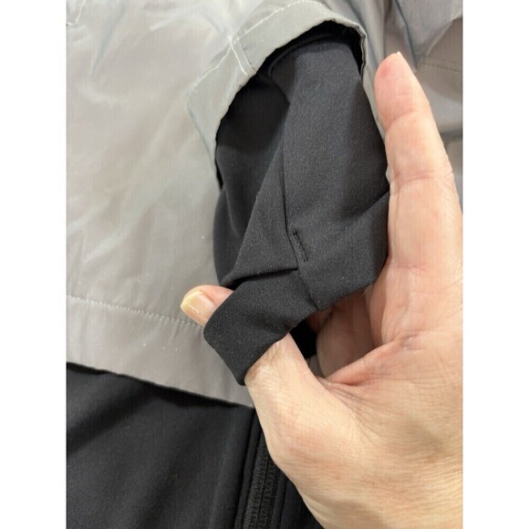 Calia Reflective Jacket Silver Black Medium Layered Look Zippered Hood - Picture 11 of 15